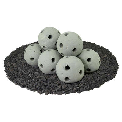 Pewter Gray,5",Hollow Ceramic Fire Balls