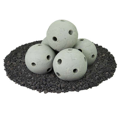 Pewter Gray,6",Hollow Ceramic Fire Balls