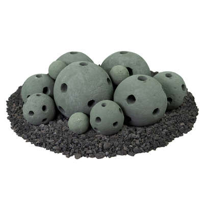 Slate Green,13 Piece Mixed Set,Hollow Ceramic Fire Balls