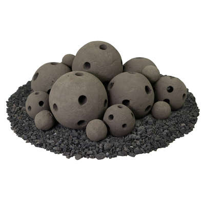 Charcoal Gray,18 Piece Mixed Set,Hollow Ceramic Fire Balls