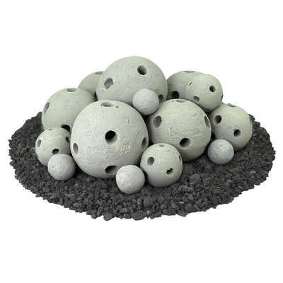 Pewter Gray,18 Piece Mixed Set,Hollow Ceramic Fire Balls
