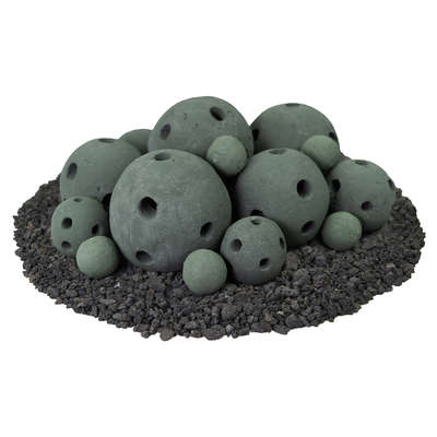 Slate Green,18 Piece Mixed Set,Hollow Ceramic Fire Balls