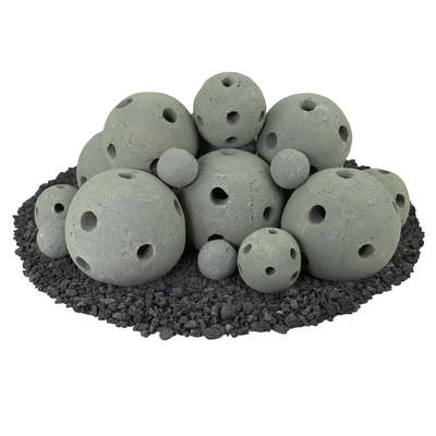 Pewter Gray,23 Piece Mixed Set,Hollow Ceramic Fire Balls