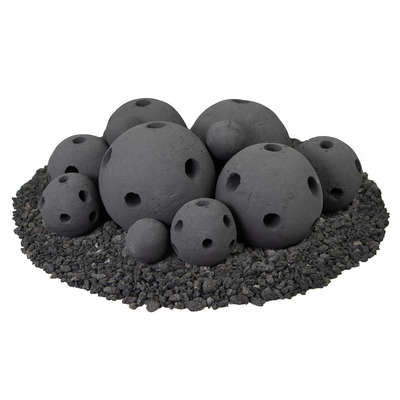 Midnight Black,13 Piece Mixed Set,Hollow Ceramic Fire Balls