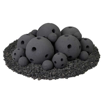 Midnight Black,18 Piece Mixed Set,Hollow Ceramic Fire Balls