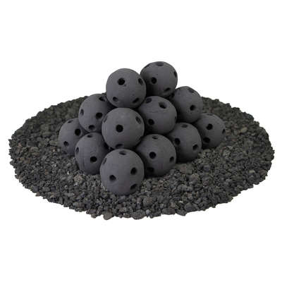 Midnight Black,3",Hollow Ceramic Fire Balls