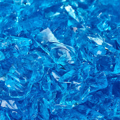 Bermuda Blue,3/8" - 1/2",Crushed Fire Glass
