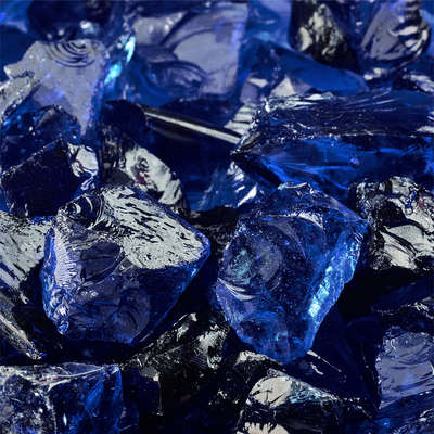 Deep Sea Blue,1/2" - 3/4",Crushed Fire Glass