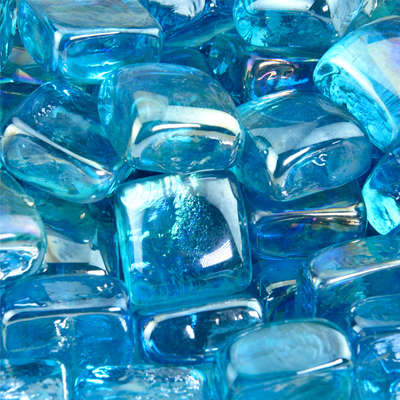 Tahitian Blue,1",Fire Glass Cubes